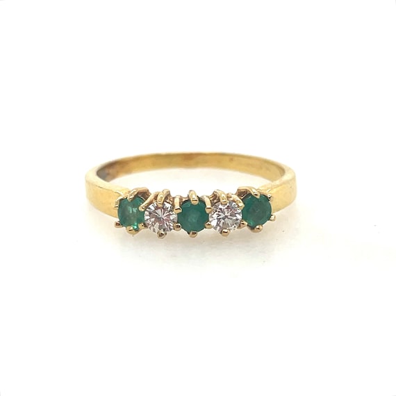 Vintage Diamond and Emerald Band 18k - image 2