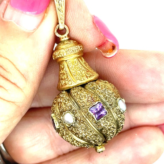 14k Antique, Victorian Pendant with Amethyst and P