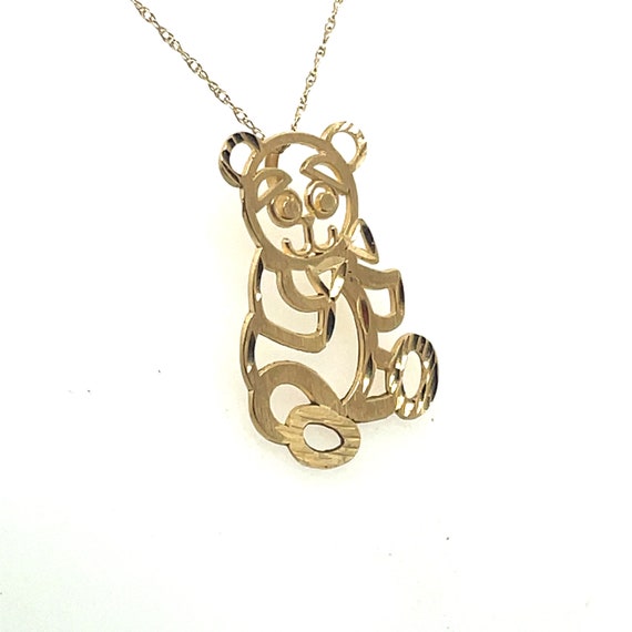 Bear with Bow Tie Pendant Necklace 14k - image 3