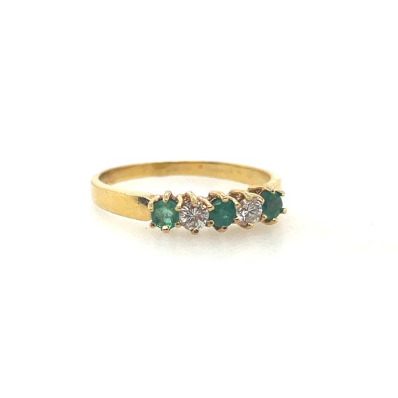 Vintage Diamond and Emerald Band 18k - image 9