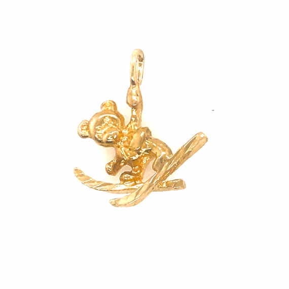 Charm Skiing Bear 14k Pendant