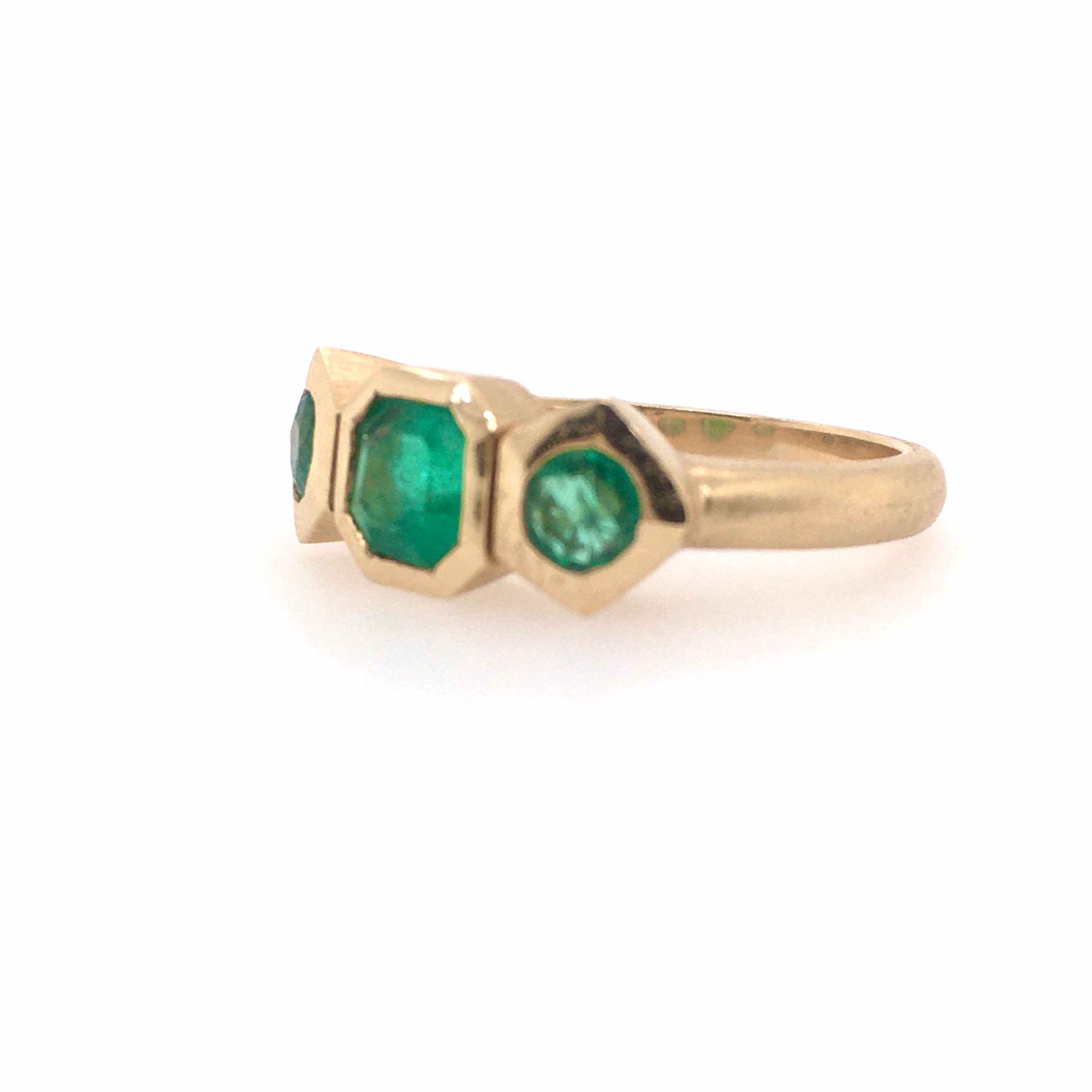 New Custom Emerald 14k Brushed Gold Ring | Etsy