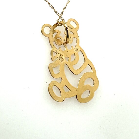 Bear with Bow Tie Pendant Necklace 14k - image 5