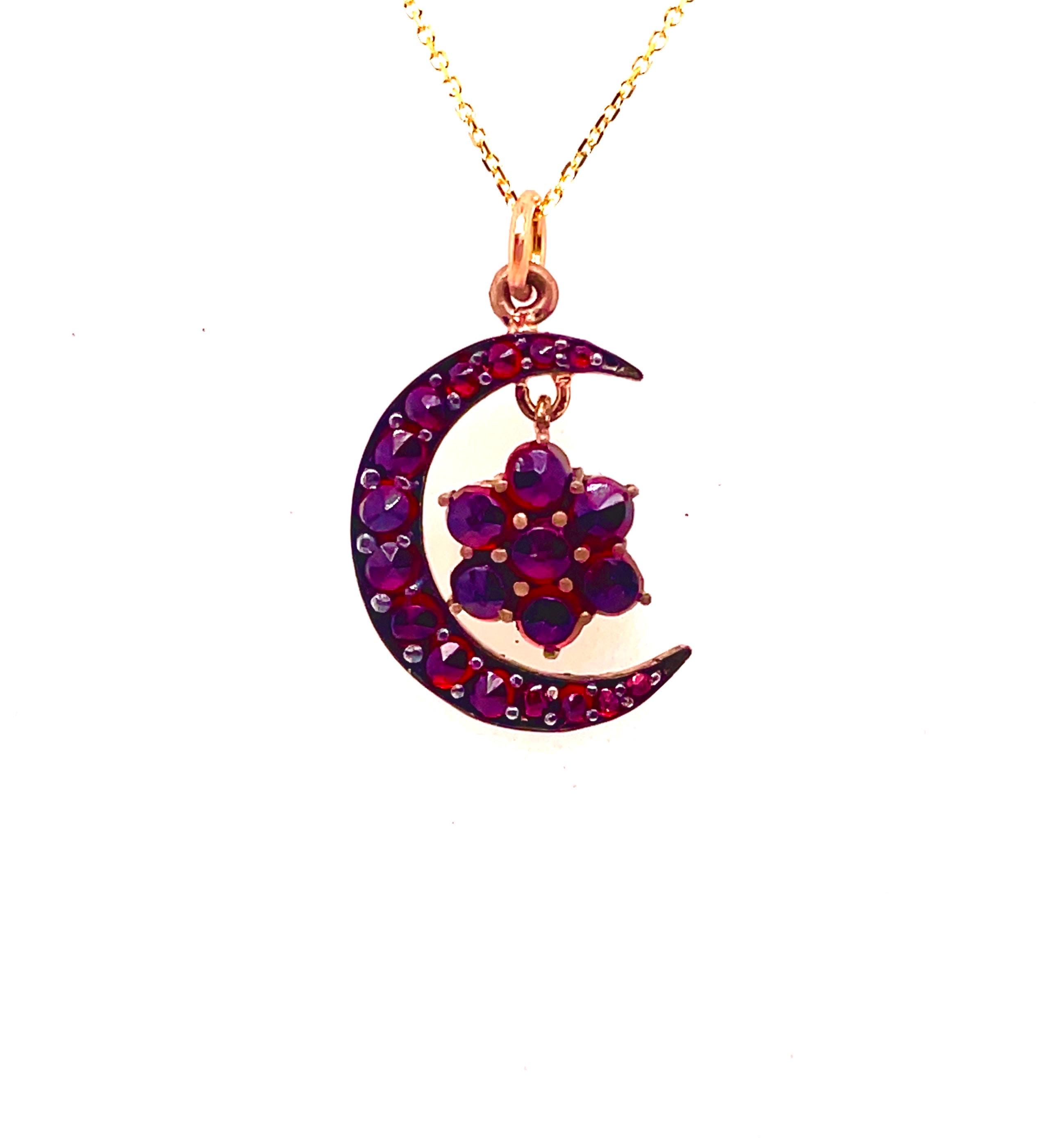 Antique Moon and Star Pendent 9k