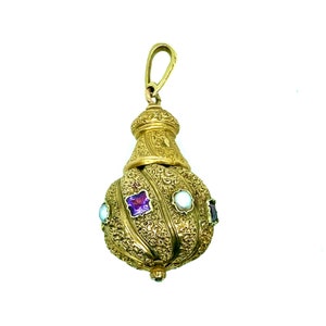 14k Antique, Victorian Pendant with Amethyst and Pearls