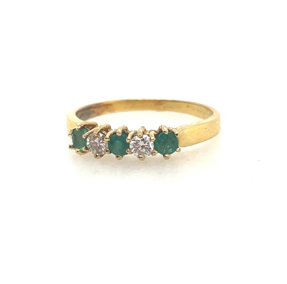 Vintage Diamond and Emerald Band 18k - image 8