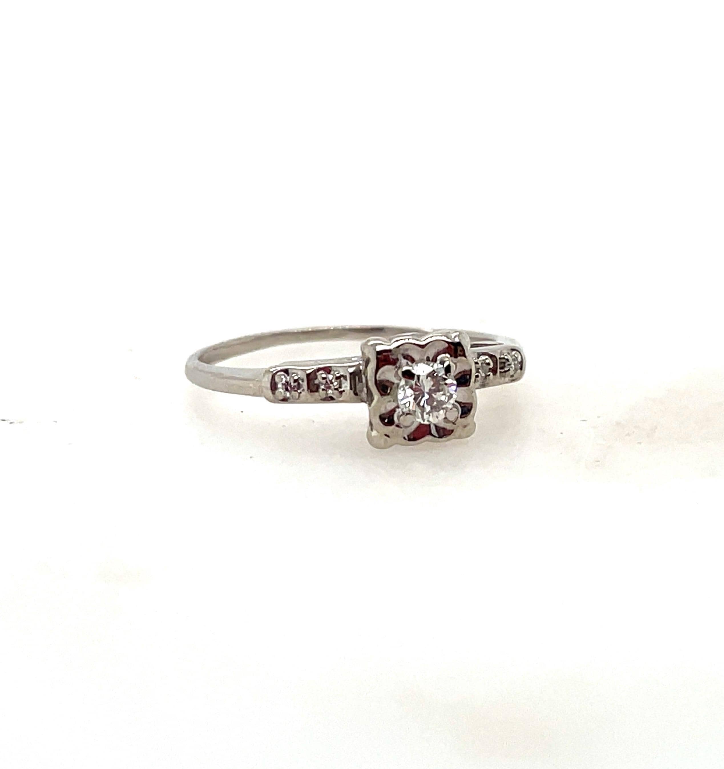 14k Vintage Diamond Engagement or Stack ring