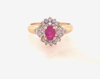 14k Vintage Ruby and Diamond Ring