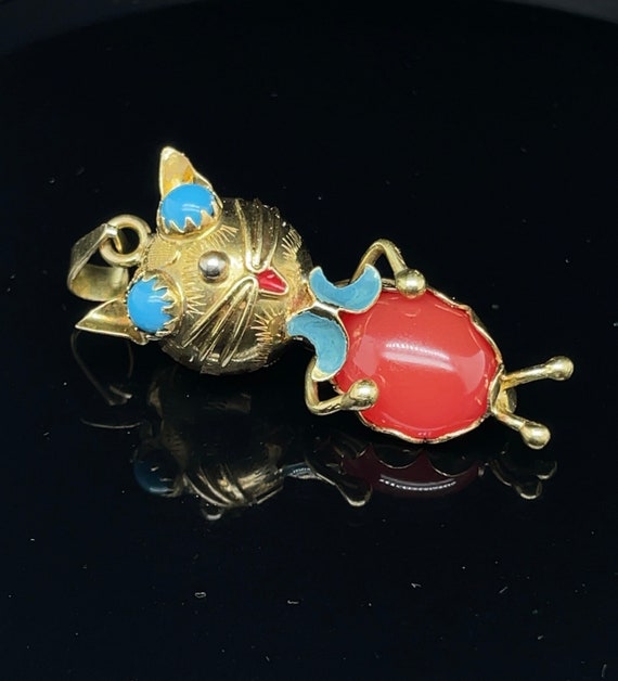 Vintage Italian Cat Charm 18k