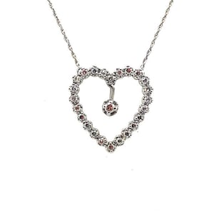 Vintage Diamond Heart Necklace 14k