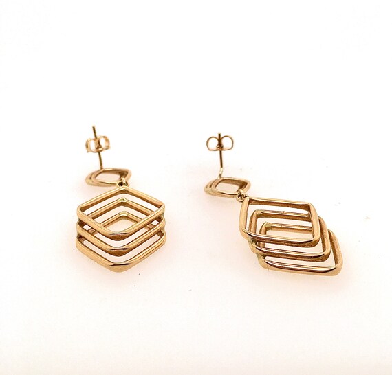 14k Vintage Dangle Geometrical  Earrings 1970s - image 8