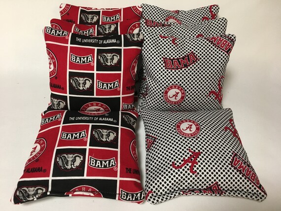 ALABAMA CRIMSON TIDE 4 CORNHOLE BAGS BEAN TOSS N//R Print 2 Sides