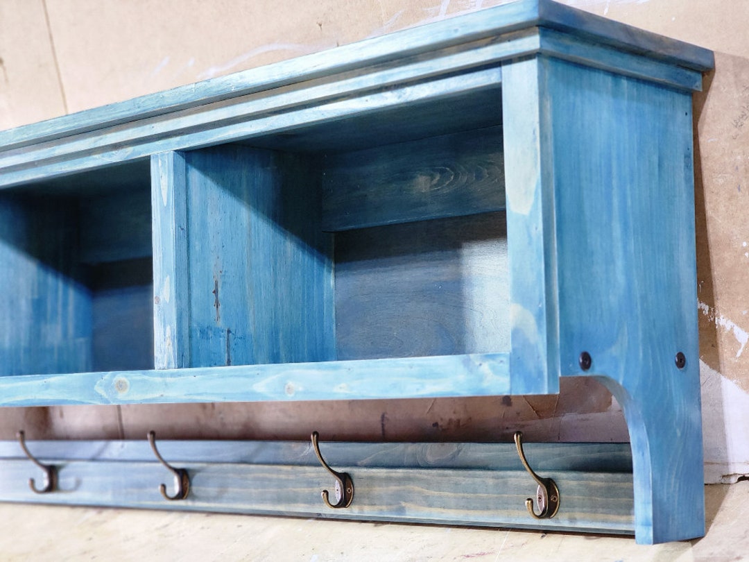Wall Cubby Shelf With Coat Hooks Etsy