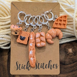 Adorable Bread Stitch Markers – Set of 6 for Knitting and Crochet – Cute Gift for Baking and Carb Lovers