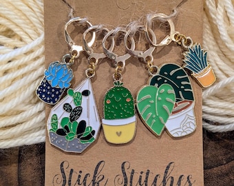 House Plant Stitch Markers – Set of 5 for Knitting & Crochet – Perfect Gift for Plant Loving Knitters or Crocheters