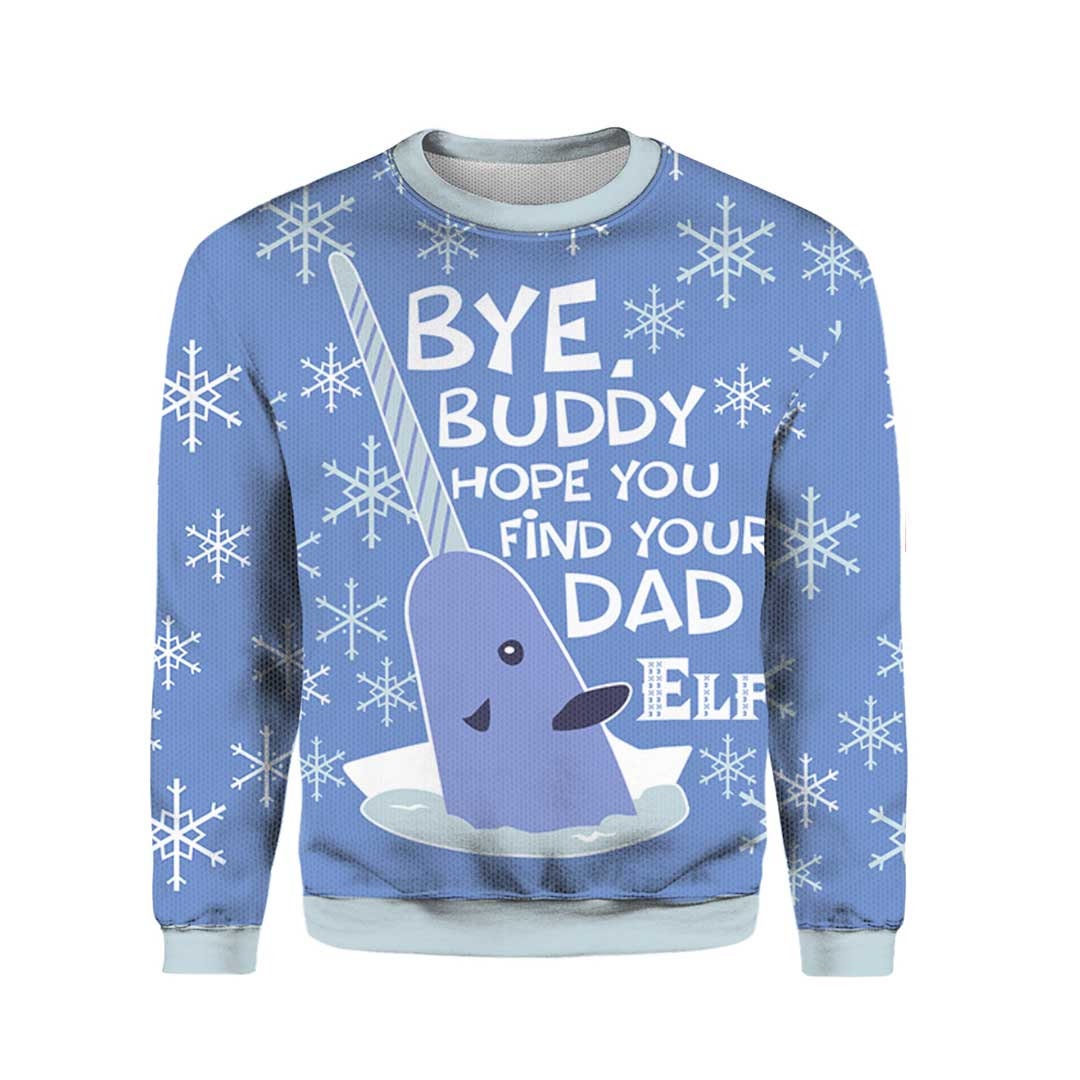 Bye Buddy Christmas Ugly Sweater Elf Narwhal Ugly Sweater Etsy