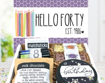 Personalized 40th Birthday Spa Gift Box: Natural Pampering Treats
