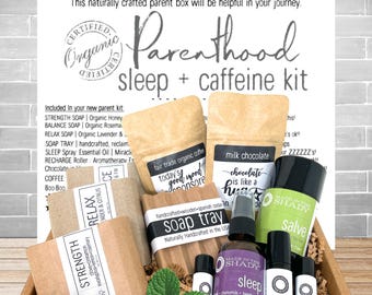 Sleep & Caffeine Kit: New Parent Care Package | Expecting Mom Gift Basket | Pregnancy Self-Care Set