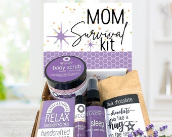 Mom Survival Kit Gift Box - Spa Relaxation Package for Mothers Day Birthday Self Care - Handmade Wrapped • GIFT WRAPPED