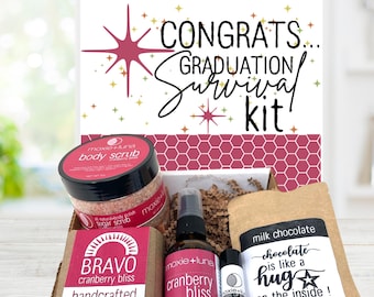 Graduation Survival Kit Gift Box: Artisan Soap, Body Scrub & Self Care Essentials for New Graduate Relaxation