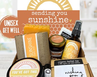 Get Well Gift Box for Women & Men | Post Surgery Care Package Recovery Basket | Healing Comfort Self Care | Sunshine Box