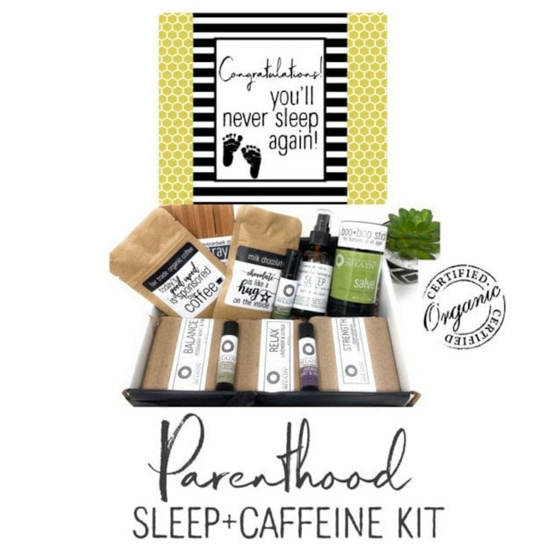 New Parent Gift New Mom Gift Basket New Mom Care Package Expecting Mom Gift SLEEP CAFFEINE KIT image 1