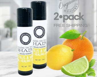 Citrus Mint Healing Lip Balm: Organic Cold Sore Treatment (2 PACK)