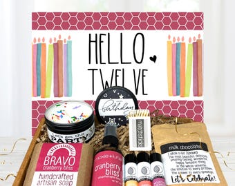 Personalized 12th Birthday Spa Gift Box for Tween Girls: 8-Piece Natural Self-Care Kit