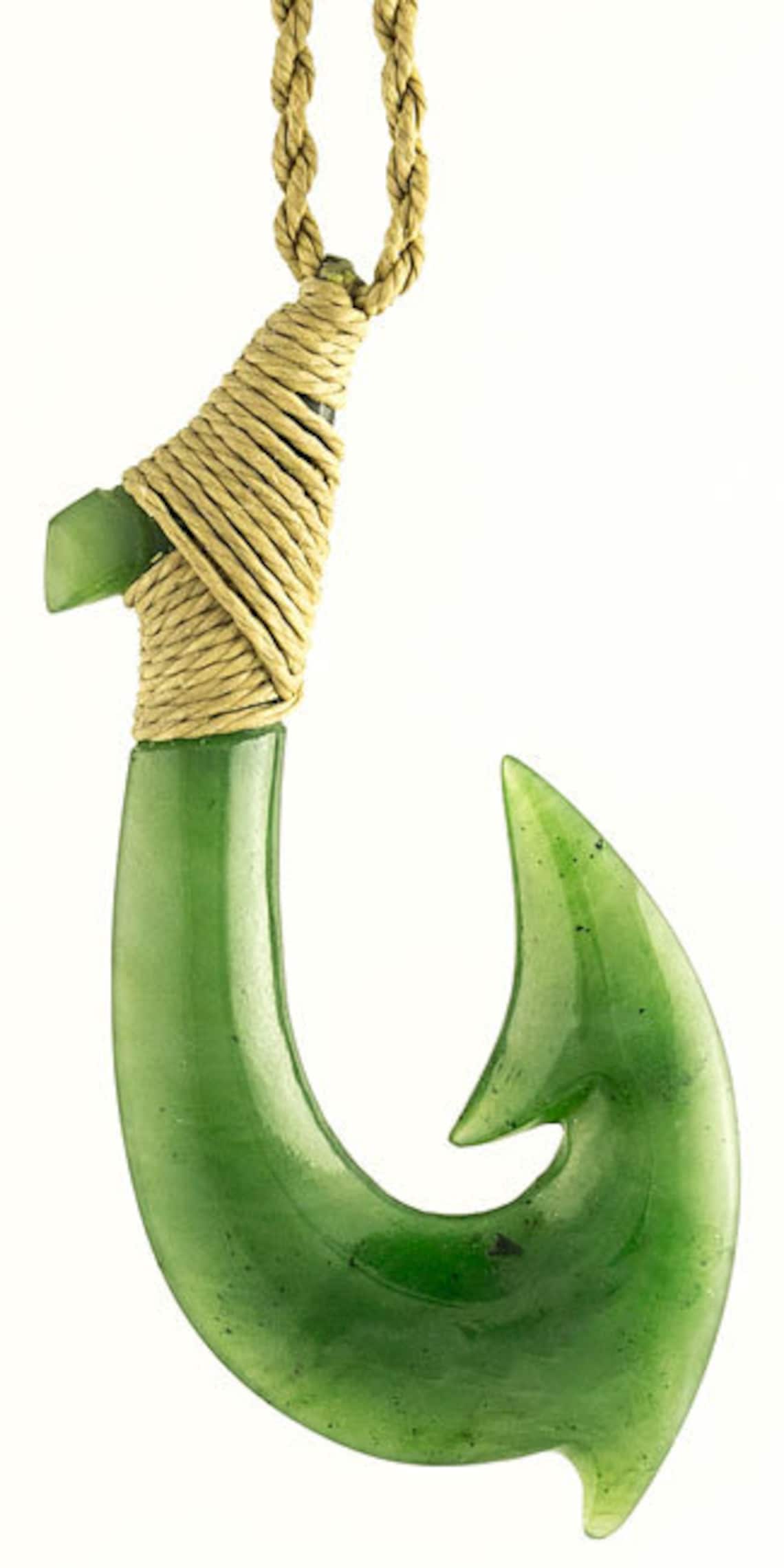 Maori Hawaiian Inspired Greenstone Jade Fish Hook Necklace Etsy