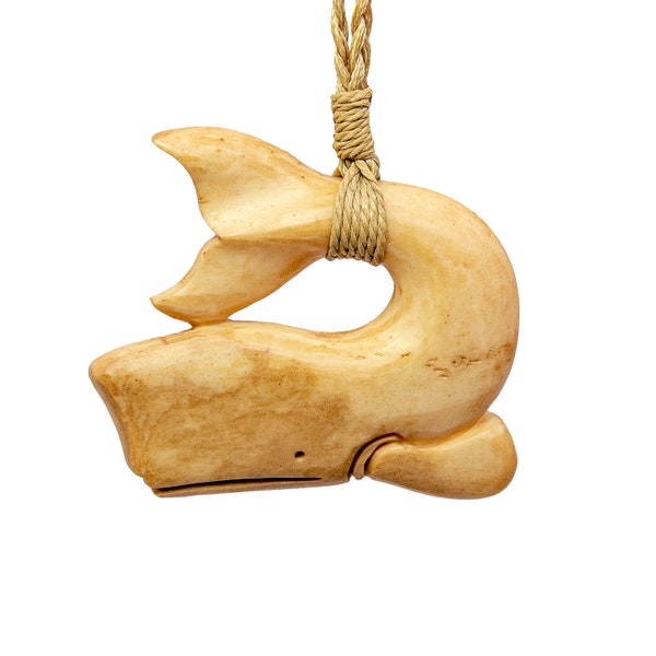 Collier en os sculpté à la main - Conception de baleine