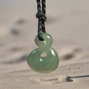 New Zealand Maori Inspired Light Green Jade Infinity Loop Necklace