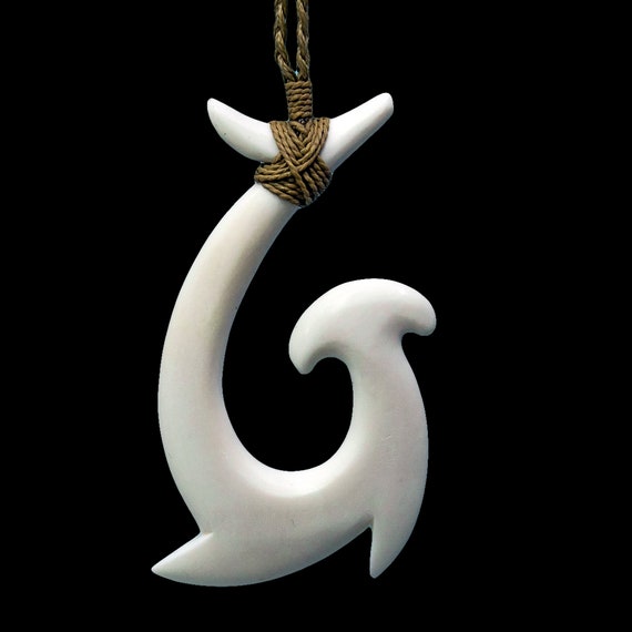 Hand Carved Solid Bone Pacific Islands Hawaiian Inspired Hammerhead Fish  Hook Necklace Extra Large -  Canada
