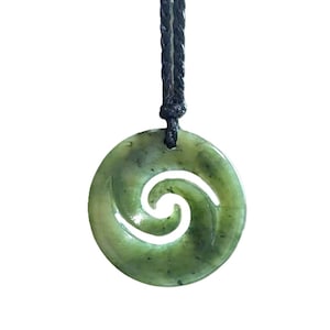 Neuseeland Maori Inspiriert Nephrit Jade Doppel Koru Spiral Halskette