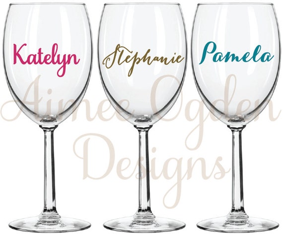 Wedding Bridal Party Vinyl Wine glass decal sticker NAME OR ROLE DIY stickers bd