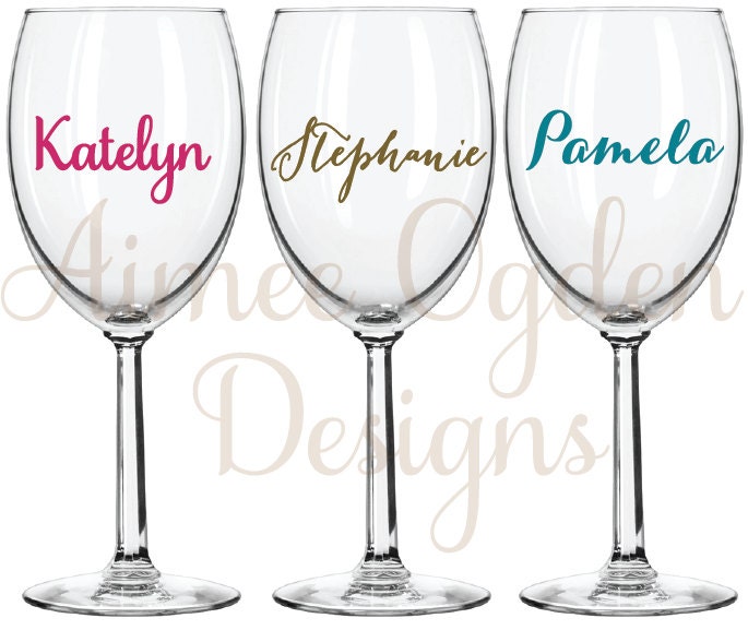 DIY Personalized Wine Glass Decal Waterproof Vinyl Name Etsy
