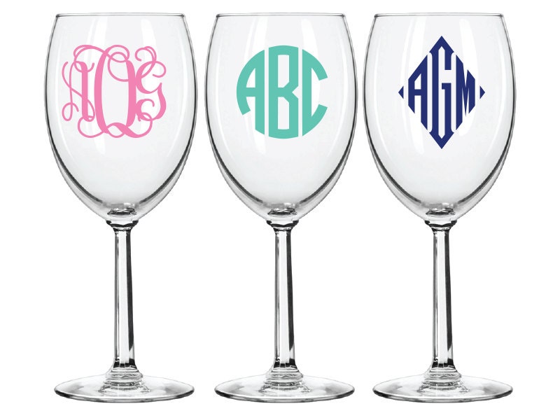 Wine Glass Monogram Decal DIY Wine Glass Sticker Etsy