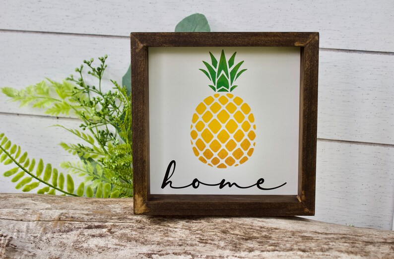 Summer Decor Pineapple Mini Framed Wood Sign Modern Home Farmhouse Decor