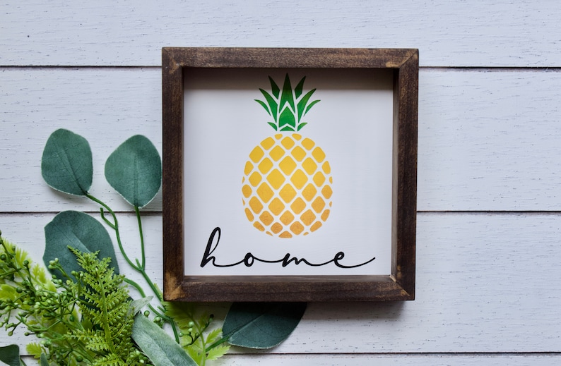 Summer Decor Pineapple Mini Framed Wood Sign Modern Home Farmhouse Decor
