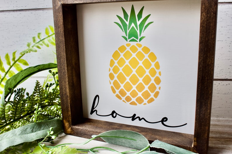 Summer Decor Pineapple Mini Framed Wood Sign Modern Home Farmhouse Decor