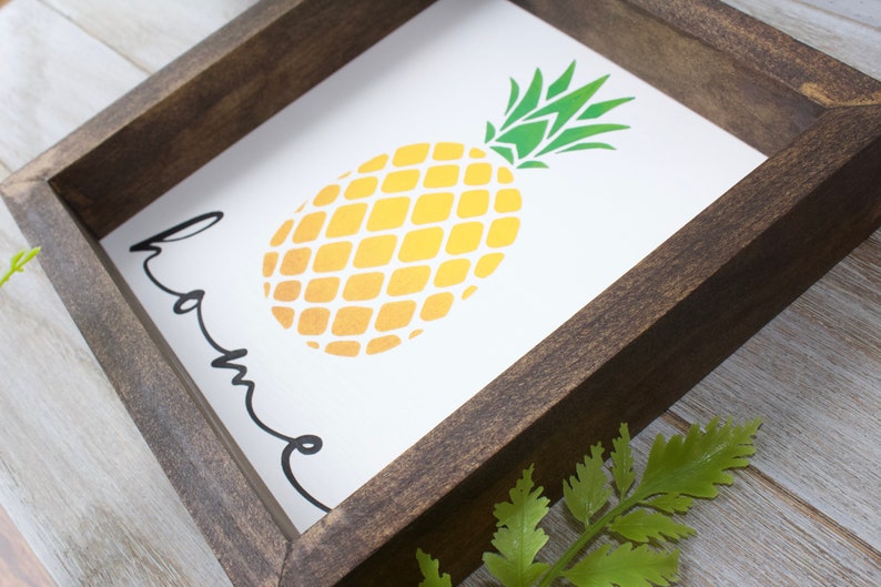 Summer Decor Pineapple Mini Framed Wood Sign Modern Home Farmhouse Decor