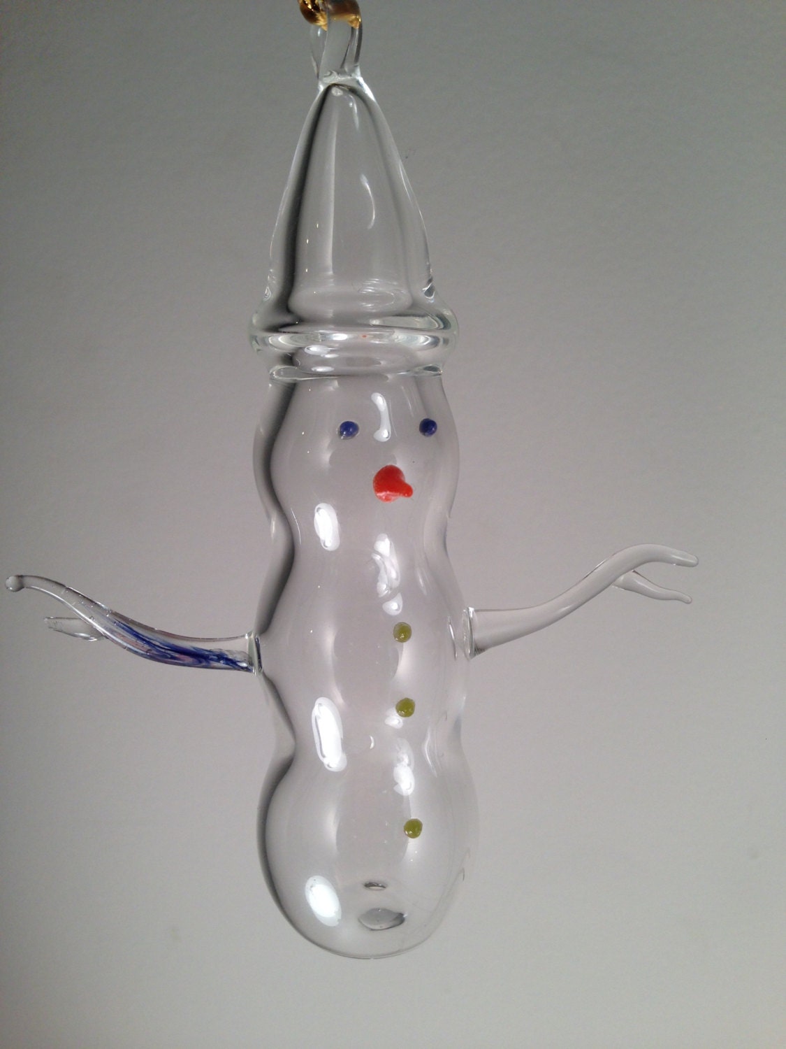 Hand blown glass snowman ornament. Etsy