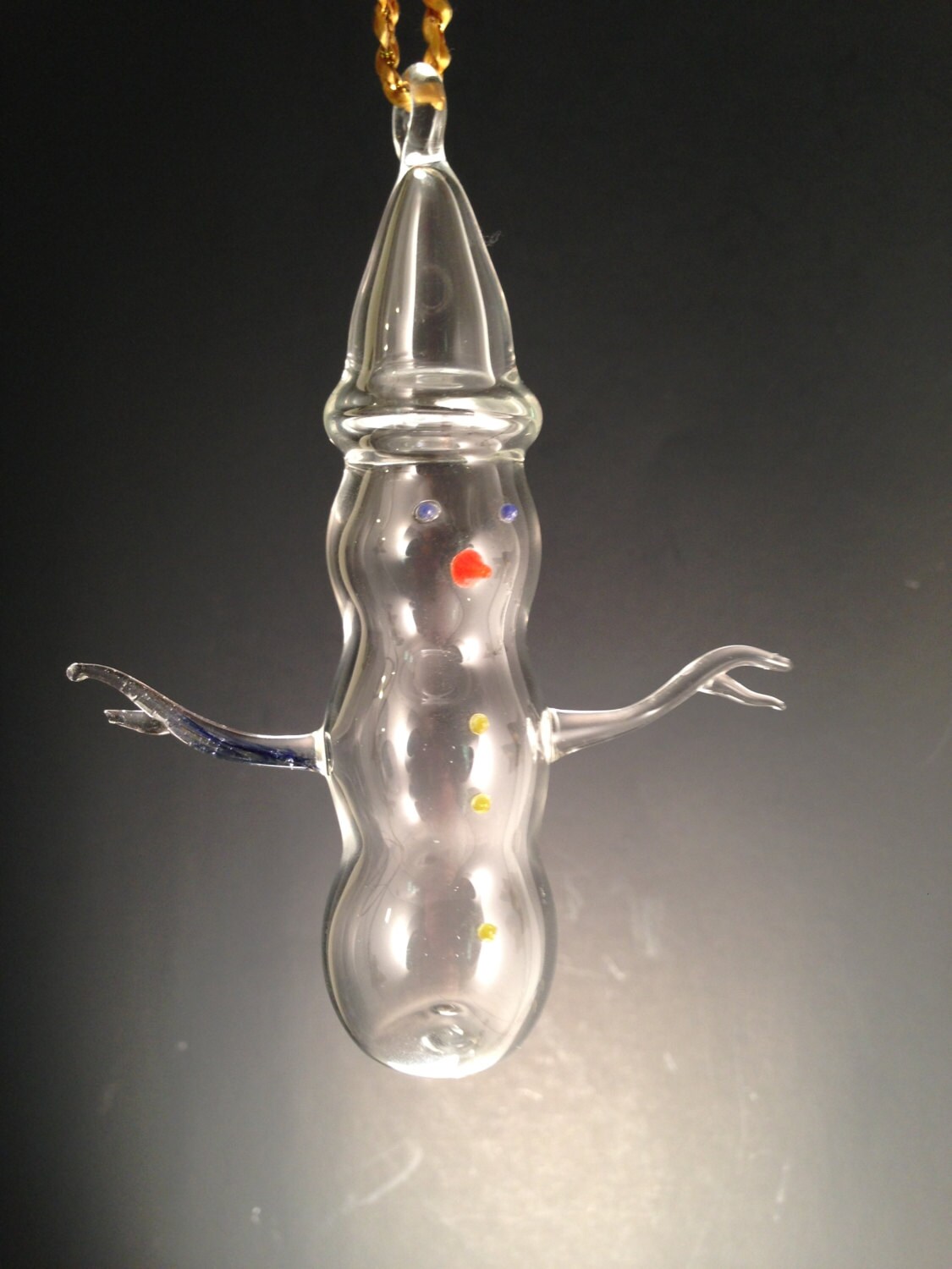 Hand blown glass snowman ornament. Etsy