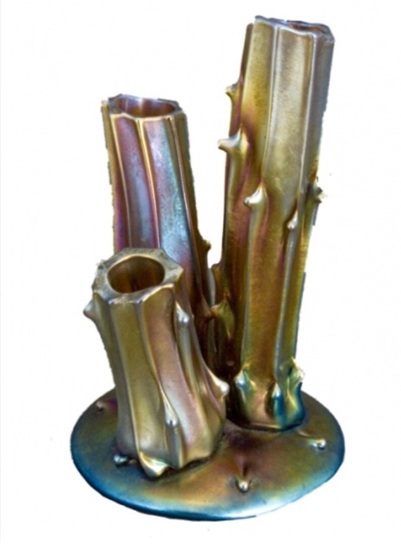 Fredrick Carder Steuben, Gold Aurene Tree Stump Glass Vase, Mint Aged