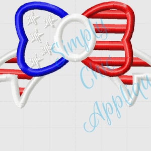 Instant Download Patriotic Bow Applique Monogram Topper - Embroidery Design USA Patriotic