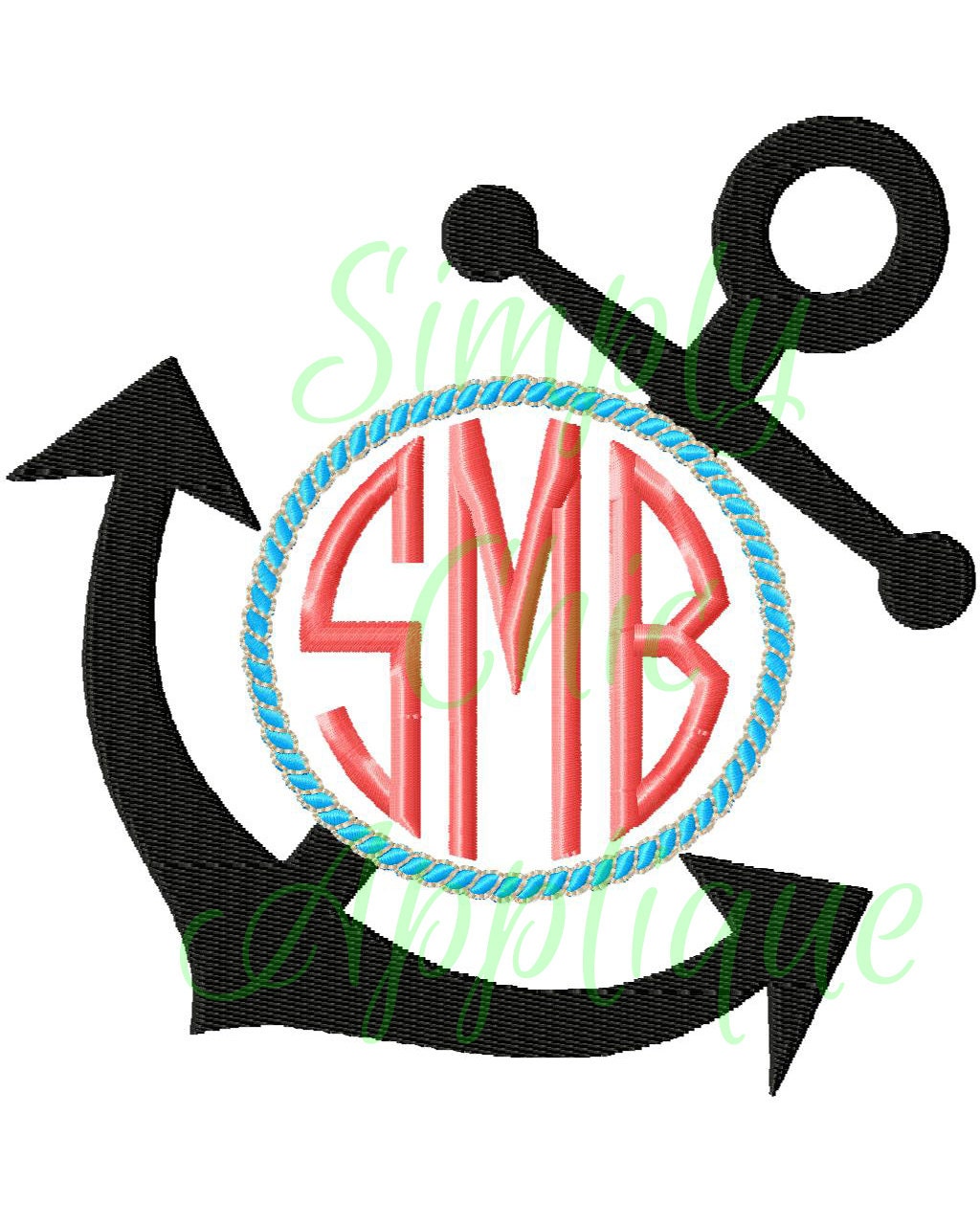 Instant Download Nautical Anchor Applique & Fill Embroidery Design Mo…