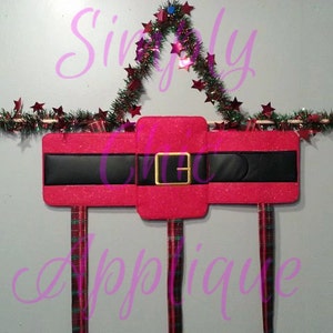 Download immediato ITH nella cintura di Babbo Hoop Christmas Card Hanger