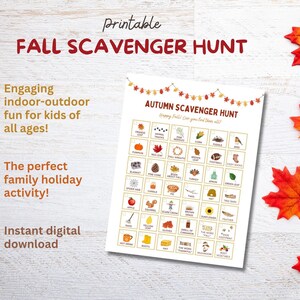 Autumn Scavenger Hunt Kids Indoor Outdoor Printable Fall Scavenger Hunt Thanksgiving Family Activity Nature Scavenger Hunt Homeschool Fall