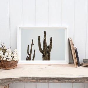 Saguaro Cactus in Snow-Kissed Desert, Digital Download, Cactus Print, Sonoran Desert, Arizona Winter, Printable Wall Art, Southwest