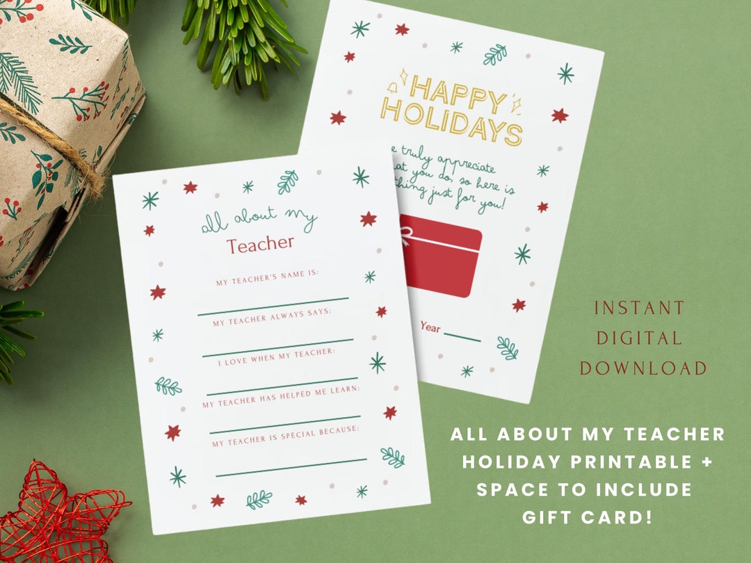 Christmas Gift for Teachers All About My Teacher Appreciation Holiday