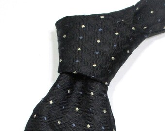 Kansai Yamamoto Homme Grenadine Pattern Black Color Woven Silk Cravat Classic Necktie Tie